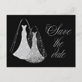 Gay Bruiloft Save the Date in zwart en faux zilver Aankondigingskaart