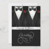 Gay bruiloft Tuxedos rode rozen gouden folie Kaart (Voorkant)