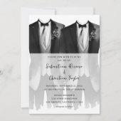 Gay bruiloft twee bruidegoms in pakken en Stropdas Kaart (Voorkant)