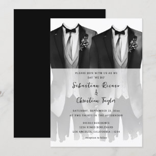 Gay bruiloft twee bruidegoms in pakken en Stropdas Kaart