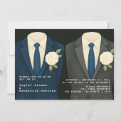 Gay bruiloft twee bruidegoms in pakken en Stropdas Kaart (Voorkant)