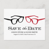 Gay Bruiloft Twee glazen Minimalist Save the Date Aankondigingskaart (Voorkant)