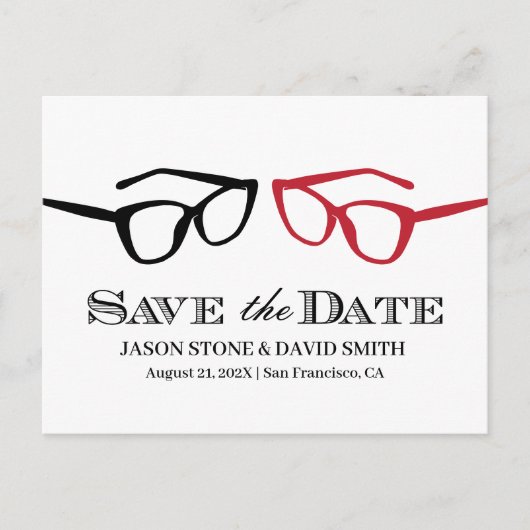 Gay Bruiloft Twee glazen Minimalist Save the Date Aankondigingskaart (Voorkant)