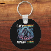 Gay by Chance Alpha By Choice Funny Alpha Wolf Mem Sleutelhanger (Voorkant)