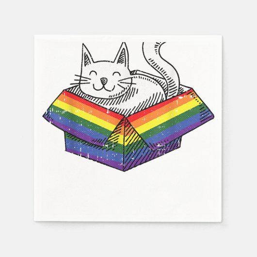 Gay Cat Pride Rainbow Cute Kitten Kat Proud LGBT Servet (Voorkant)