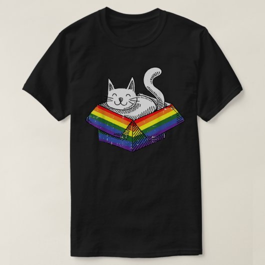 Gay Cat Pride Rainbow Cute Kitten Kat Proud LGBT T-shirt (Design voorkant)