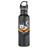 Gay Cat Pride Rainbow Cute Kitten Kat Proud LGBT Waterfles (Voorkant)