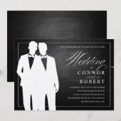 Gay Chalkboard Wedding Two Grooms Silhouettes Kaart (Voorkant / Achterkant)