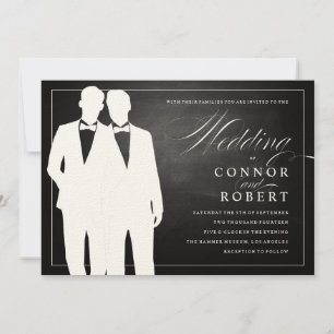 Gay Chalkboard Wedding Two Grooms Silhouettes Kaart