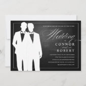 Gay Chalkboard Wedding Two Grooms Silhouettes Kaart (Voorkant)