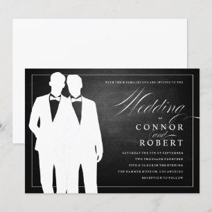 Gay Chalkboard Wedding Two Grooms Silhouettes Kaart