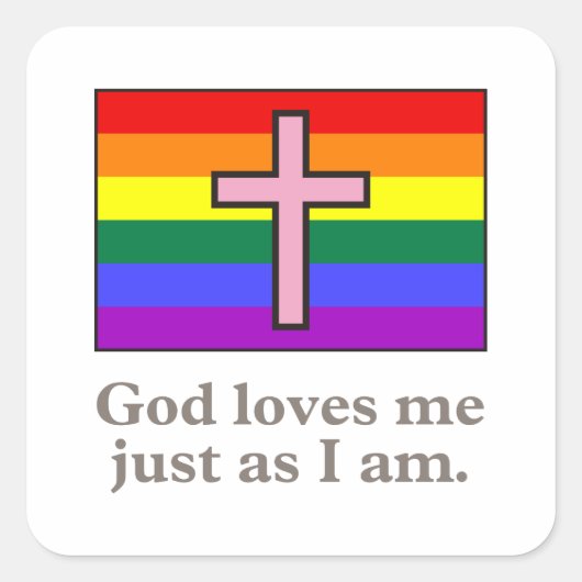 Gay Christelijke vlag slogan Vierkante Sticker (Voorkant)