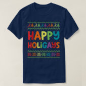 Gay Christmas Funny LGBT Happy Holigays Ugly Rainb T-shirt (Design voorkant)