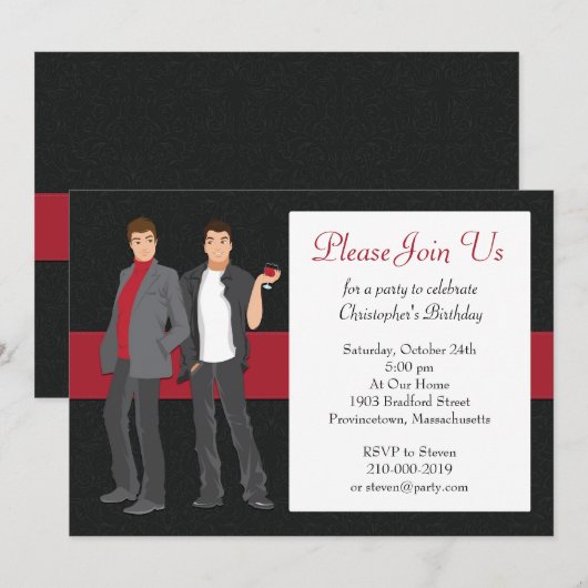 Gay Cocktail Party Uitnodiging (Voorkant / Achterkant)