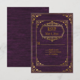 Gay Couple Brown Barnwood and Gold Lijsten Wedding RSVP Kaartje