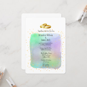 Gay Couple Rainbow-Waterverven en Gold Sparkles Kaart