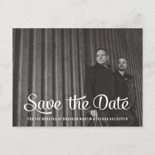 Gay Couple Retro Save the Date Photo Aankondigingskaart