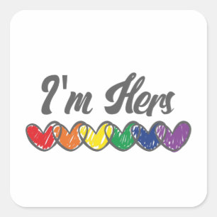 Gay Couples Matching LGBT Im Hers Gay Pride Vierkante Sticker