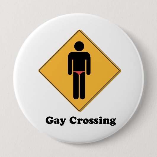 Gay Crossing Ronde Button 4,0 Cm (Voorkant)
