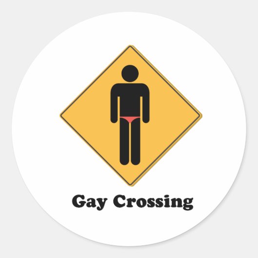 Gay Crossing Ronde Sticker (Voorkant)