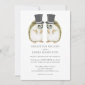 Gay Cute Wedding Personalised Hedgel Grooms Gay Kaart (Voorkant)
