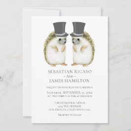 Gay Cute Wedding Personalised Hedgel Grooms Gay Kaart