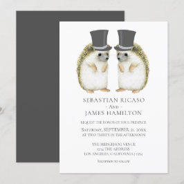 Gay Cute Wedding Personalised Hedgel Grooms Gay Kaart