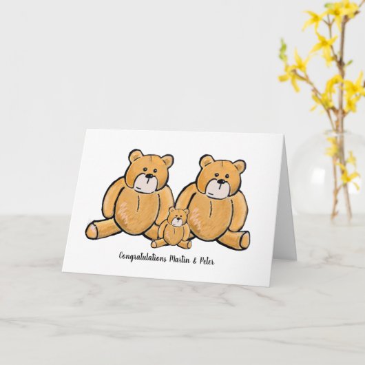 Gay dad baby felicitaties kaart (Gele Bloem)