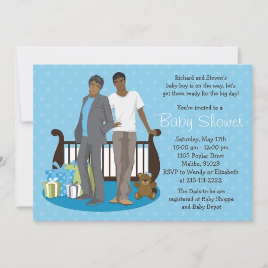 Gay Dads Baby shower Invitation for Boy Kaart (Voorkant)