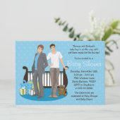 Gay Dads Baby shower Invitation for Boy Kaart (Staand voorkant)