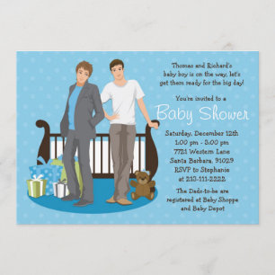 Gay Dads Baby shower Invitation for Boy Kaart