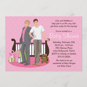 Gay Dads Baby shower Invitation for Girl Kaart