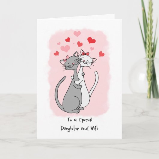 Gay Daughter & Wife Valentijnse  Cute Cats Card Kaart (Voorkant)