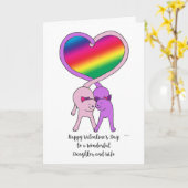 Gay Daughter & Wife Valentijnse  Rainbow Cats Kaart (Gele Bloem)