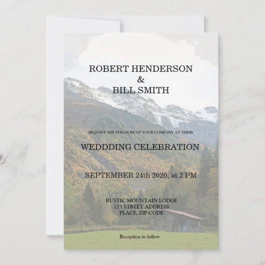 Gay de heer & de heer rustic mountainbtwedduitnodi kaart (Voorkant)