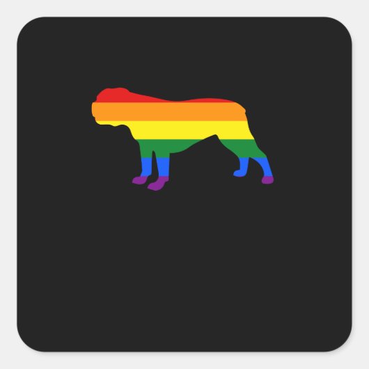 Gay Dogs Bulldog Rainbow Gay Pride Flag Vierkante Sticker (Voorkant)