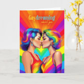 Gay Dreaming Lesbisch Paar Rainbow Kaart (Gele Bloem)