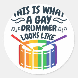 Gay Drummer Drummen Gay Pride Maand LGBTQ Regenboo Ronde Sticker