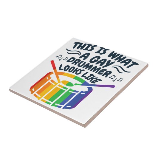 Gay Drummer Drummen Gay Pride Maand LGBTQ Regenboo Tegeltje (Zijkant)