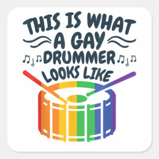 Gay Drummer Drummen Gay Pride Maand LGBTQ Regenboo Vierkante Sticker