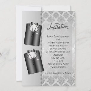 Gay Elegant Silver Wedding Invitation Kaart