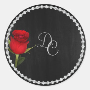 Gay Elegant Zwart en Zilver Sticker met Roos