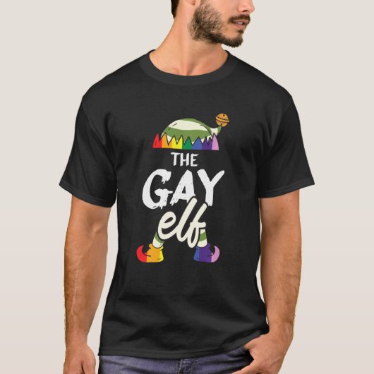 Gay Elf Lgbt Q Pride Rainbow Flag Cool Kerstmis T-shirt (Voorkant)