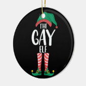 Gay Elf LGTBQ Matching Familie Kerstfeest Keramisch Ornament (Links)
