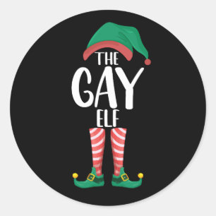 Gay Elf LGTBQ Matching Familie Kerstfeest Ronde Sticker