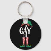 Gay Elf LGTBQ Matching Familie Kerstfeest Sleutelhanger (Voorkant)