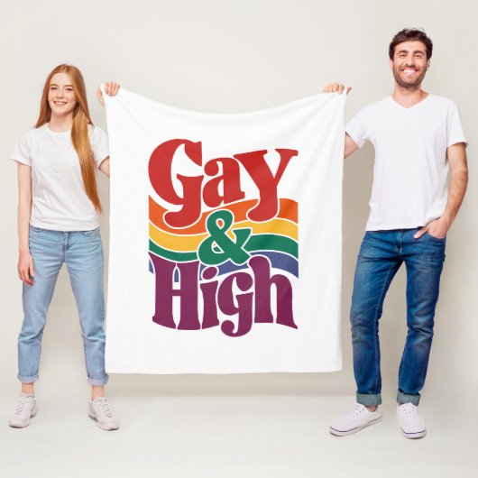 Gay en hoge retro LGBTQ Pride vlag Fleece Deken (In situ)