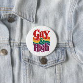 Gay en hoge retro LGBTQ Pride vlag Ronde Button 7,6 Cm (In situ)