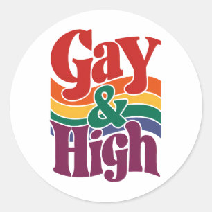 Gay en hoge retro LGBTQ Pride vlag Ronde Sticker