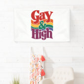 Gay en hoge retro LGBTQ Pride vlag Spandoek (Insitu)